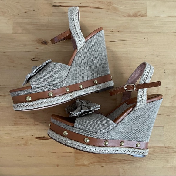 Red Valentino Knotted Bow Espadrille Wedge Sandals, 38.5 - Picture 12 of 15